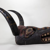 Vintage Mexican Wood Pastorela Devil Bull Dance Mask, Guanajuato, C.1930-40s