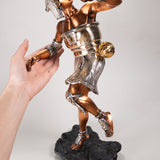 Martín Medoza - "Aztec Ball Player" Silver and Copper Silver Clad Statue, 20th Century