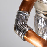 Martín Medoza - "Aztec Ball Player" Silver and Copper Silver Clad Statue, 20th Century