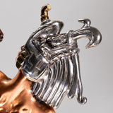 Martín Medoza - "Aztec Ball Player" Silver and Copper Silver Clad Statue, 20th Century