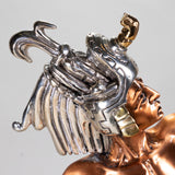 Martín Medoza - "Aztec Ball Player" Silver and Copper Silver Clad Statue, 20th Century
