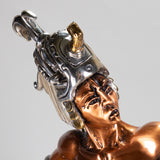 Martín Medoza - "Aztec Ball Player" Silver and Copper Silver Clad Statue, 20th Century