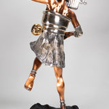 Martín Medoza - "Aztec Ball Player" Silver and Copper Silver Clad Statue, 20th Century