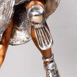 Martín Medoza - "Aztec Ball Player" Silver and Copper Silver Clad Statue, 20th Century