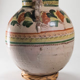 Antique Guanajuato Mexican Pottery Vase with Lace Handles