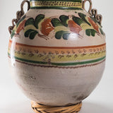 Antique Guanajuato Mexican Pottery Vase with Lace Handles