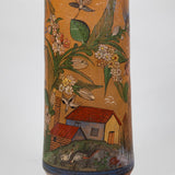 C.1930s Tonala Mexican Elaborately Painted Cylinder Form Pottery Vase