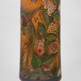 C.1930s Tonala Mexican Elaborately Painted Cylinder Form Pottery Vase