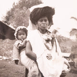 Carmen Carrillo de Antúnez - Woman Carrying Child Mexican Wax Figure with Glass Dome