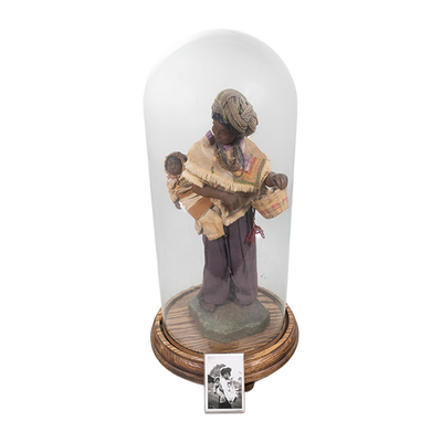 Carmen Carrillo de Antúnez - Woman Carrying Child Mexican Wax Figure with Glass Dome