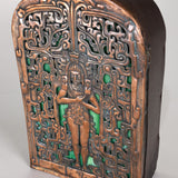 Brass and Green Gemstone Mayan Lamp Box