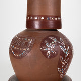 Antique Cuernavaca Tourist Pottery Water Bottle with Cup and Plate