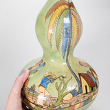 c.1930's Tlaquepaque Mexican Green Gourd Vessel by Arias