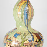 c.1930's Tlaquepaque Mexican Green Gourd Vessel by Arias