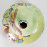 c.1930's Tlaquepaque Mexican Green Gourd Vessel by Arias