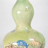 c.1930's Tlaquepaque Mexican Green Gourd Vessel by Arias