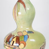 c.1930's Tlaquepaque Mexican Green Gourd Vessel by Arias
