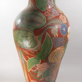 c.1930's Large Tonala Birds of Paradise and Floral Pottery Floor Vase