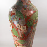 c.1930's Large Tonala Birds of Paradise and Floral Pottery Floor Vase