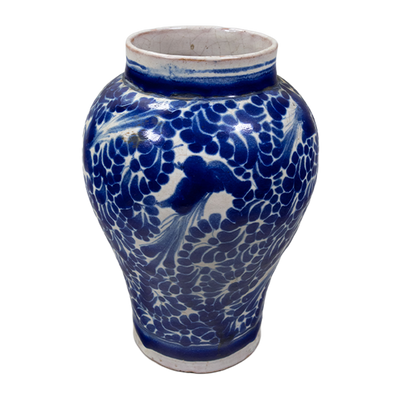 Ysauro Uriarte - Antique Talavera Bird Jar / Vase Puebla, Mexico