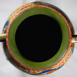 C.1930s Large Tonala Pre-Columbian Revival Tripod Pottery Floor Vase with Serpent Handles