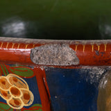 C.1930s Large Tonala Pre-Columbian Revival Tripod Pottery Floor Vase with Serpent Handles