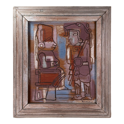 Jessie Beard Rickly (1895-1975) - Mayan Chief and Warrior Figures Gouache Painting, C.1935