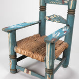 C.1930's Mexican Folk Art  Doll/Child's Chair with Rush Seat