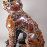 Pair of Monumental Vintage Tonala Mexican Pottery Nagual Jaguars