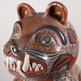 Pair of Monumental Vintage Tonala Mexican Pottery Nagual Jaguars