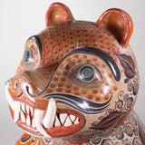 Pair of Monumental Vintage Tonala Mexican Pottery Nagual Jaguars