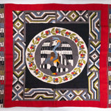 Vintage C.1940s Zapotec Mexican Tightly Handwoven Wool Pictorial Serape/Rug/Blanket, 81" x 60"