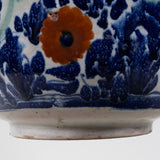 Antique Early 1900's Mexican Talavera Vase - Floral and Green Bird Design