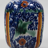 Antique Early 1900's Mexican Talavera Vase - Floral and Green Bird Design