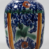 Antique Early 1900's Mexican Talavera Vase - Floral and Green Bird Design