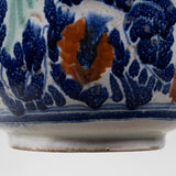 Antique Early 1900's Mexican Talavera Vase - Floral and Green Bird Design