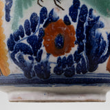 Antique Early 1900's Mexican Talavera Vase - Floral and Green Bird Design