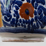 Antique Early 1900's Mexican Talavera Vase - Floral and Green Bird Design