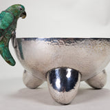Los Castillo - Silver Mexican Molcajete Bowl with Malachite Parrot