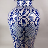 Ysauro Uriarte - Tall Vintage Mexican Talavera Jar with Lid