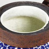 20th Century Mexican Blue & White Talavera Chocolatero with Iron Lid