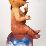 Jorge Marín - c.1996 Polychrome Clay Pottery Bird Mask Putti Sculptures