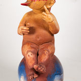 Jorge Marín - c.1996 Polychrome Clay Pottery Bird Mask Putti Sculptures