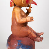 Jorge Marín - c.1996 Polychrome Clay Pottery Bird Mask Putti Sculptures