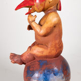 Jorge Marín - c.1996 Polychrome Clay Pottery Bird Mask Putti Sculptures