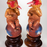 Jorge Marín - c.1996 Polychrome Clay Pottery Bird Mask Putti Sculptures