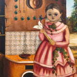 Agapito Labios (1898-1996) - Little Girl Kitchen/Cocina Scene, Oil Painting