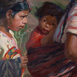 Kurt Leyde - "Enfants" Oil Painting of Guatemalan Mother and Children