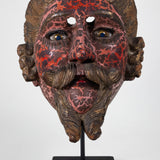 Antique 19th/20th Century Guatemalan Conquistador Dance Mask on Stand