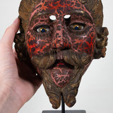 Antique 19th/20th Century Guatemalan Conquistador Dance Mask on Stand